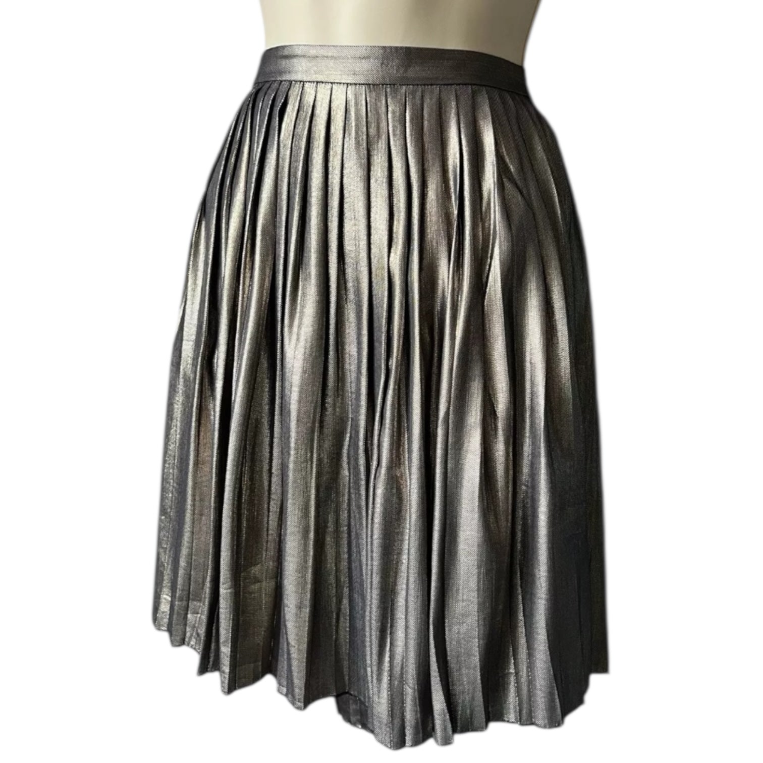 Tory Burch Pleated Silk Mini Skirt – Metallic, US10 – pre-loved