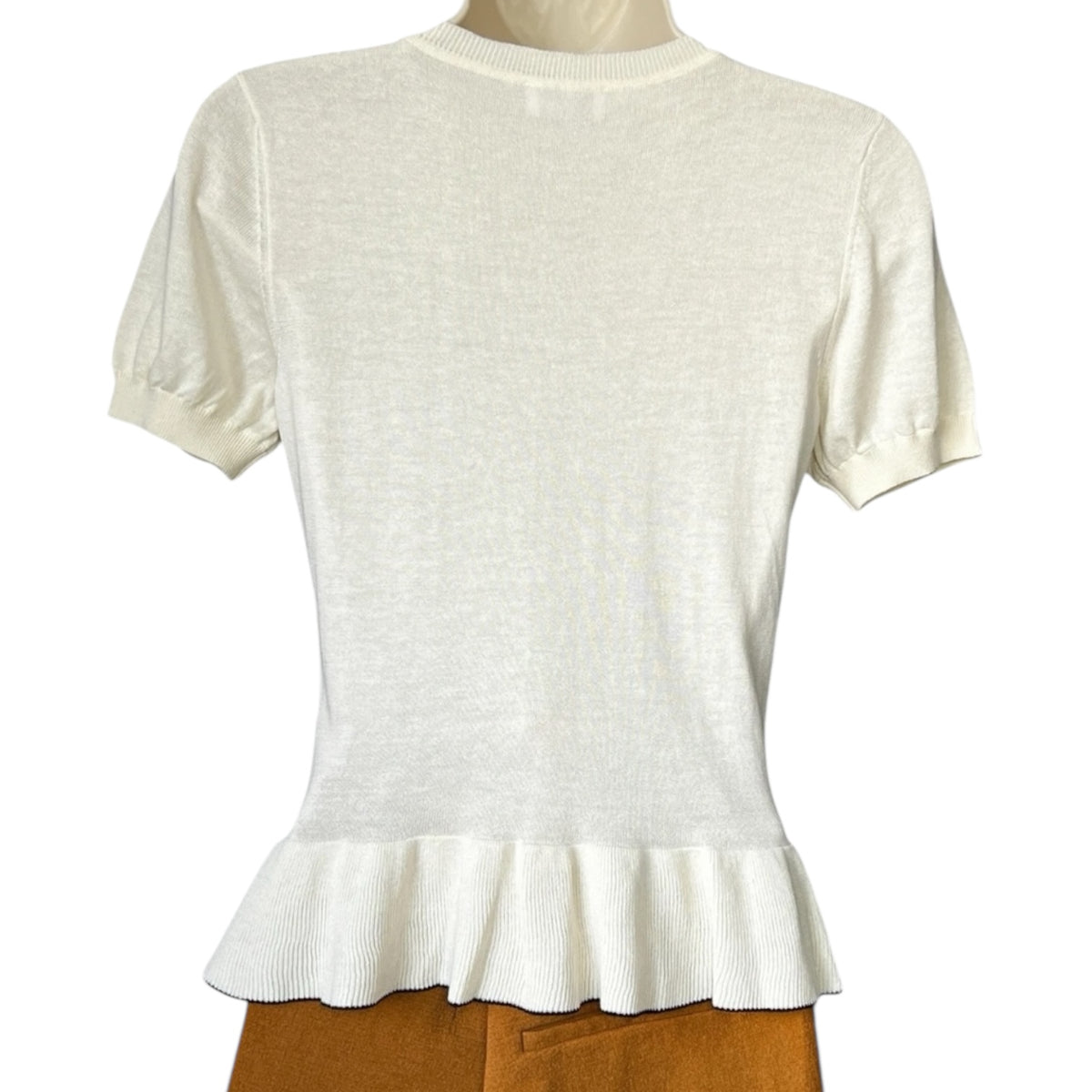 Red Valentino Intarsia Knit Peplum Short Sleeve Top – S – pre-loved