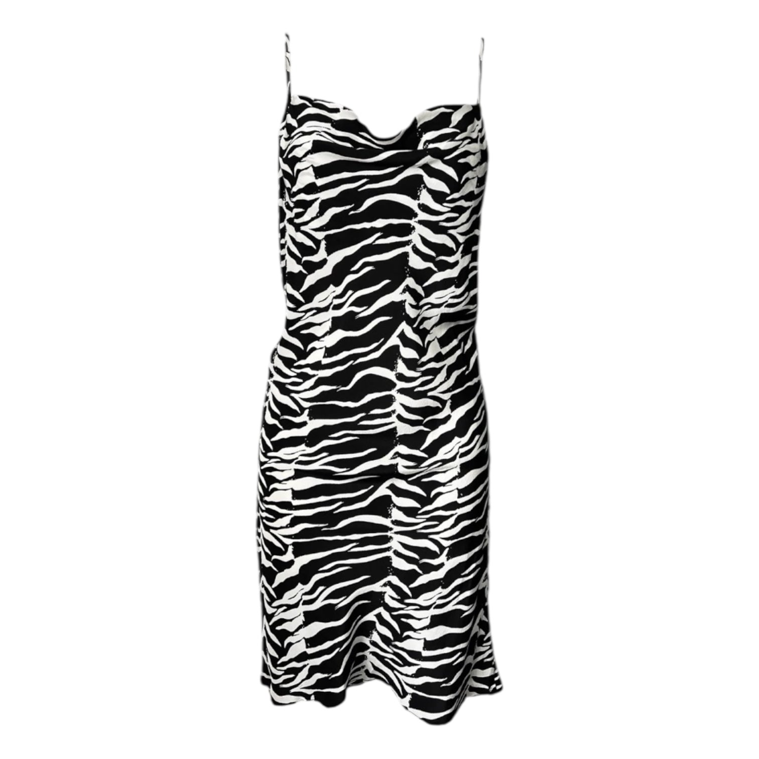 Rixo Zebra Print Silk Cowl Neck Slip Mini Dress - S – pre-loved