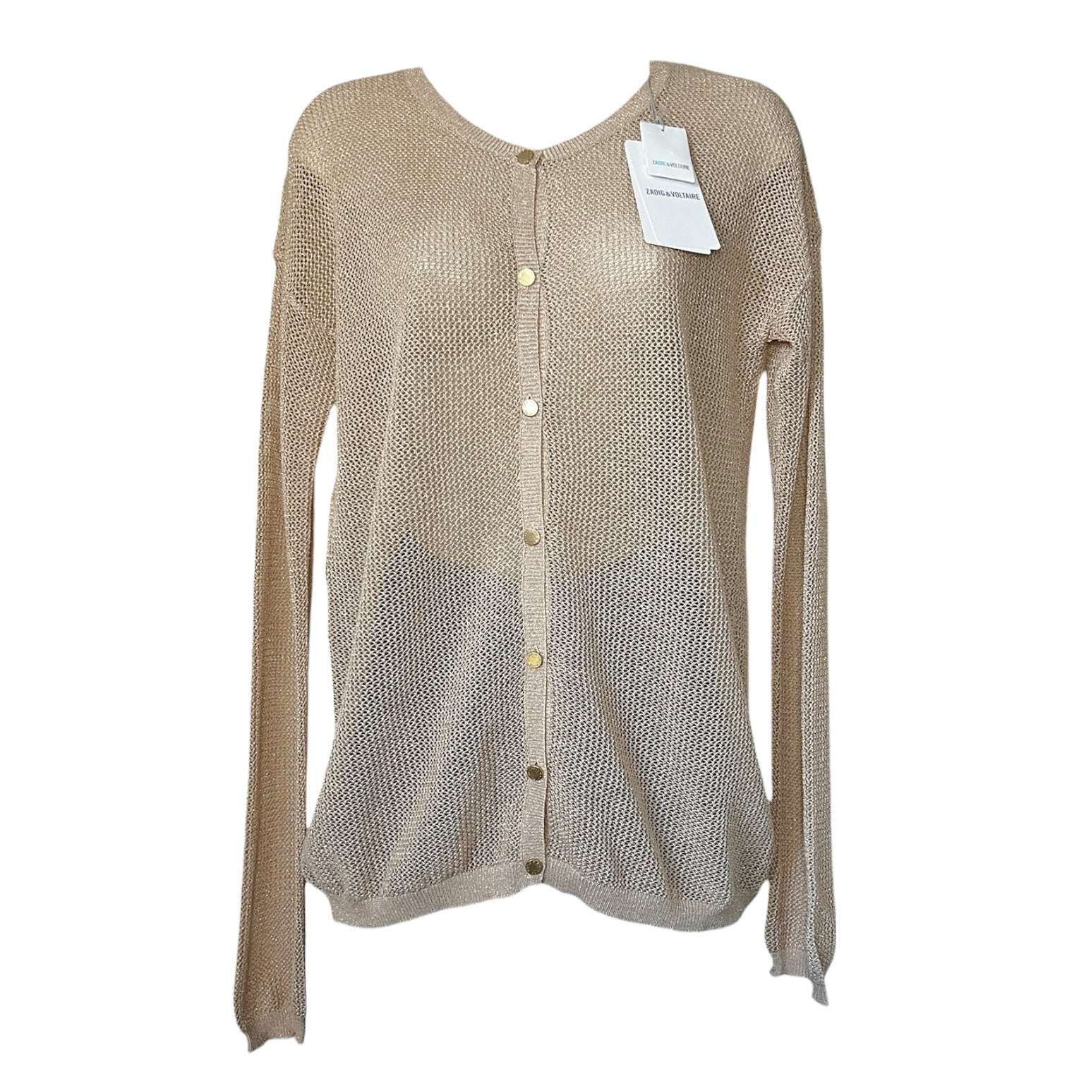Zadig & Voltaire Gold-Thread Open Knit Relaxed Cardigan – L – pre-loved