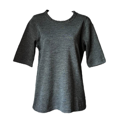 Burberry Wool Ruffle Short Sleeve Jumper – Melange Grey, L – pre-loved