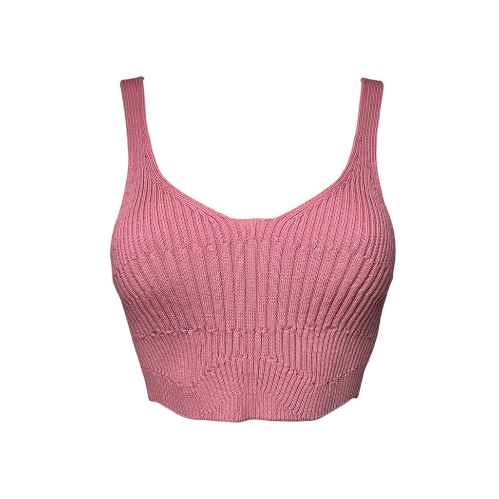 AERON Ceylon Ribbed Knit Cropped Tank Top – S