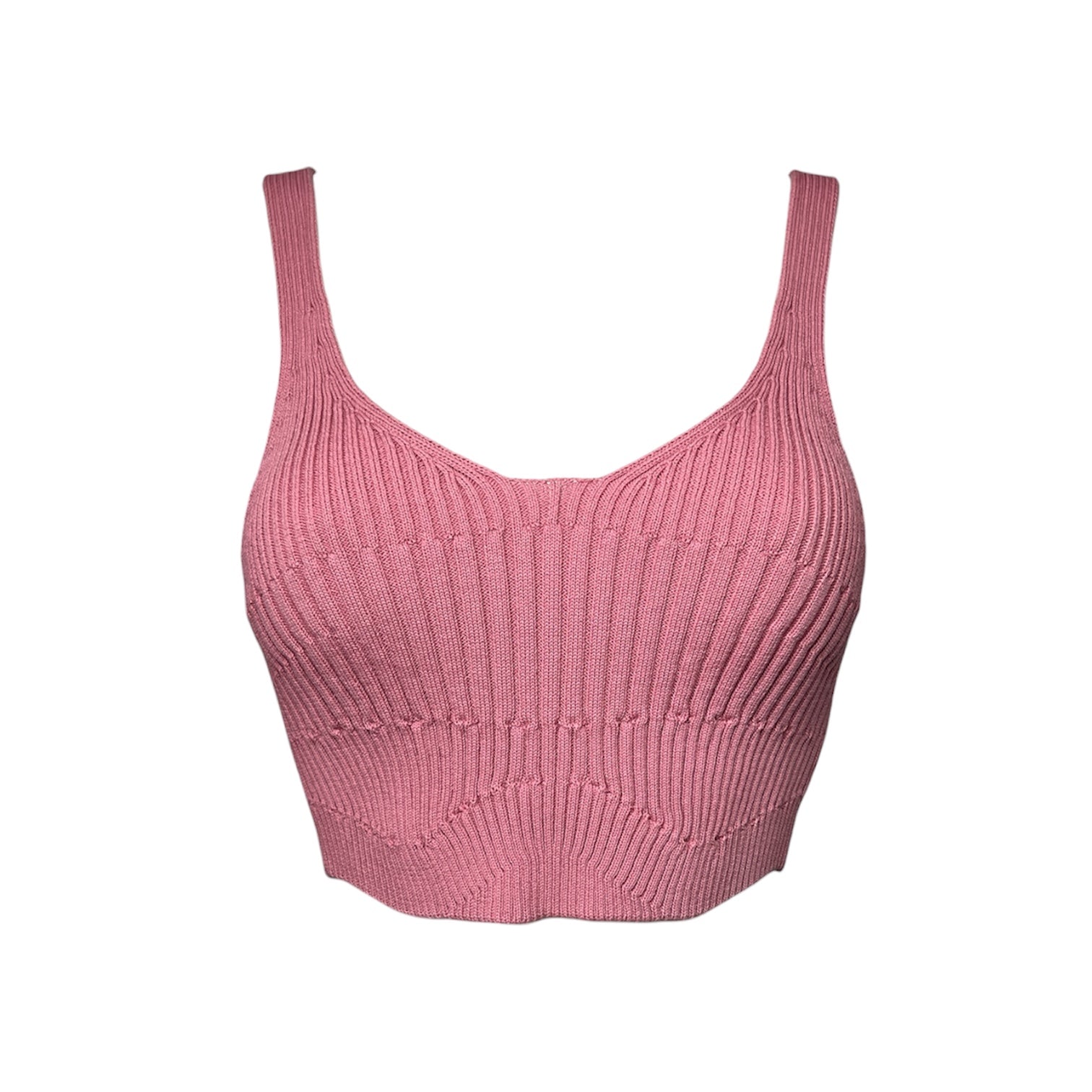 AERON Ceylon Ribbed Knit Cropped Tank Top – S