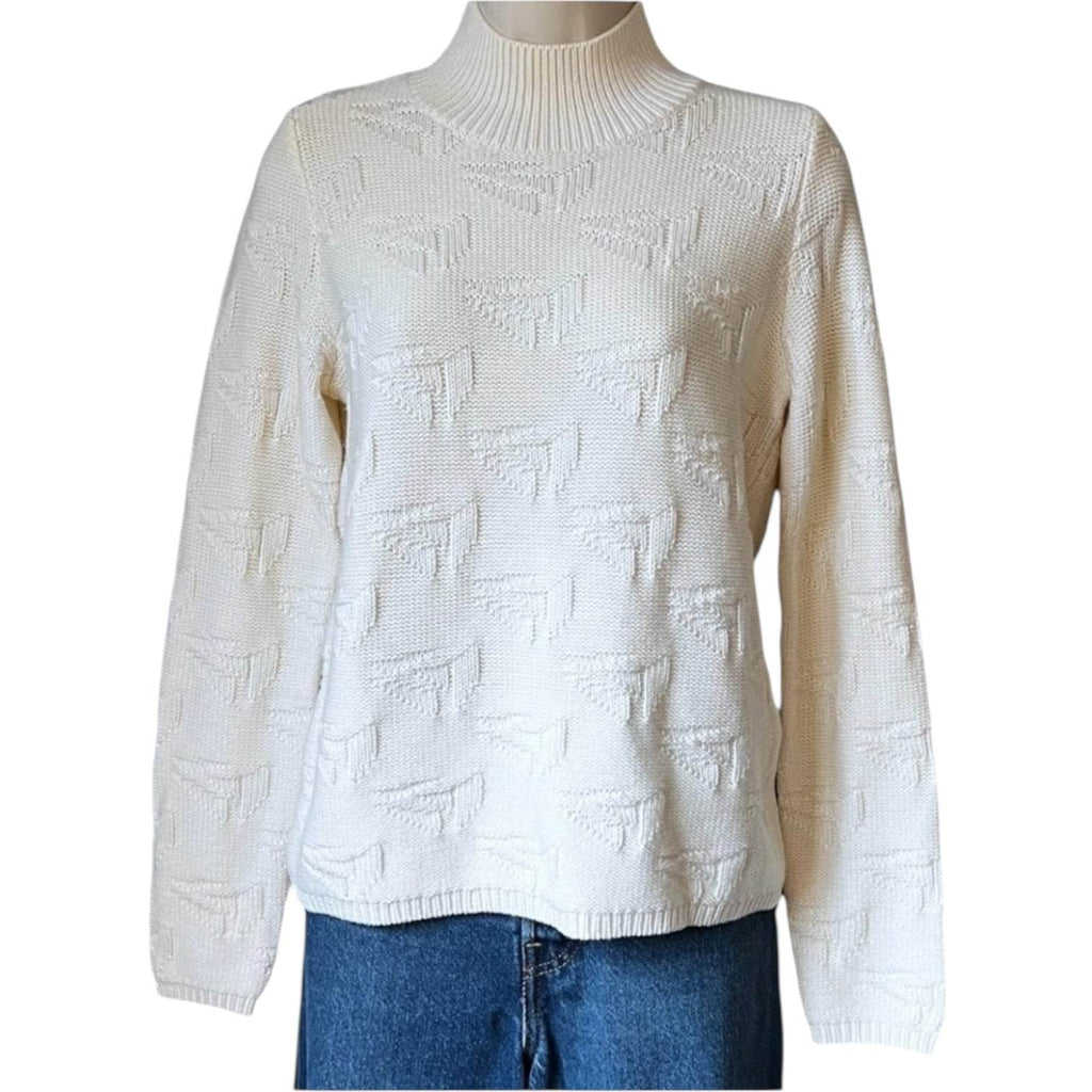 Jil Sander High Neck Wool Knit Jumper – Boat Motif, S – pre-loved