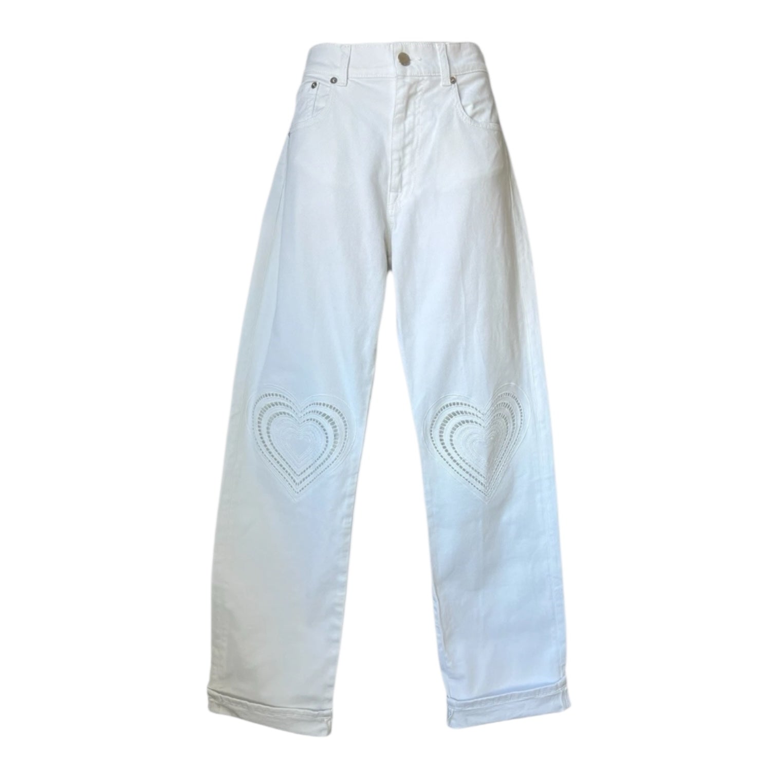 Christopher Kane Heart Embroidered Straight Boyfriend Jeans – 25 – pre-loved