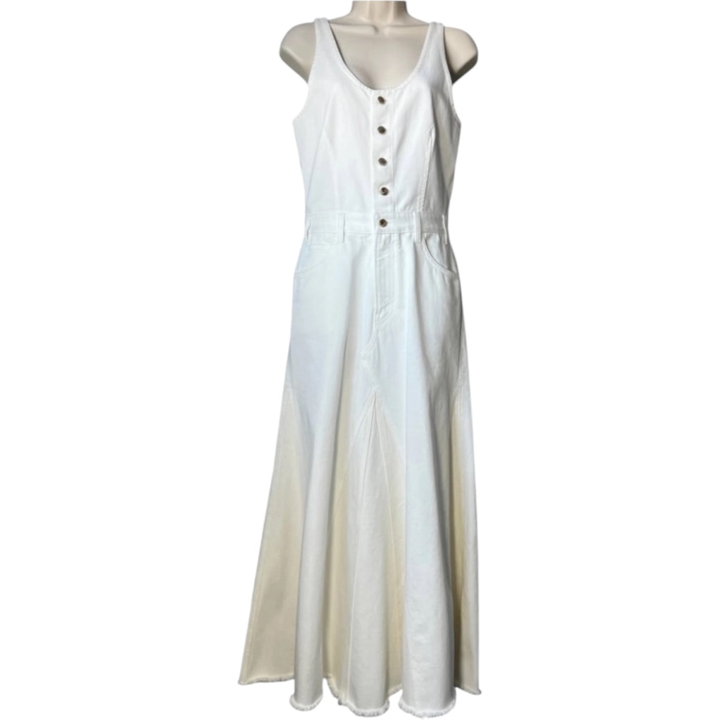 Chloé Denim Paneled Frayed Hem Maxi Dress – FR36 (UK8) – pre-loved