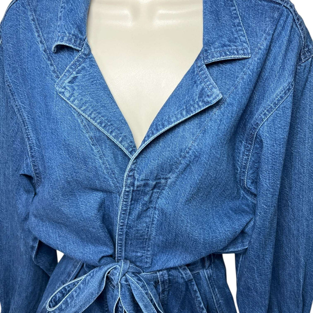 GRLFRND Tianna Denim Utility Short Jumpsuit – Waist-Tie Romper, M