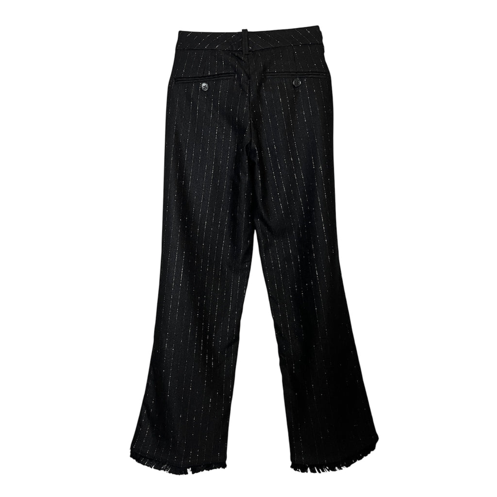 Zadig & Voltaire Wool Gold Metallic Thread Cropped Frill Trousers – FR 36 – pre-loved