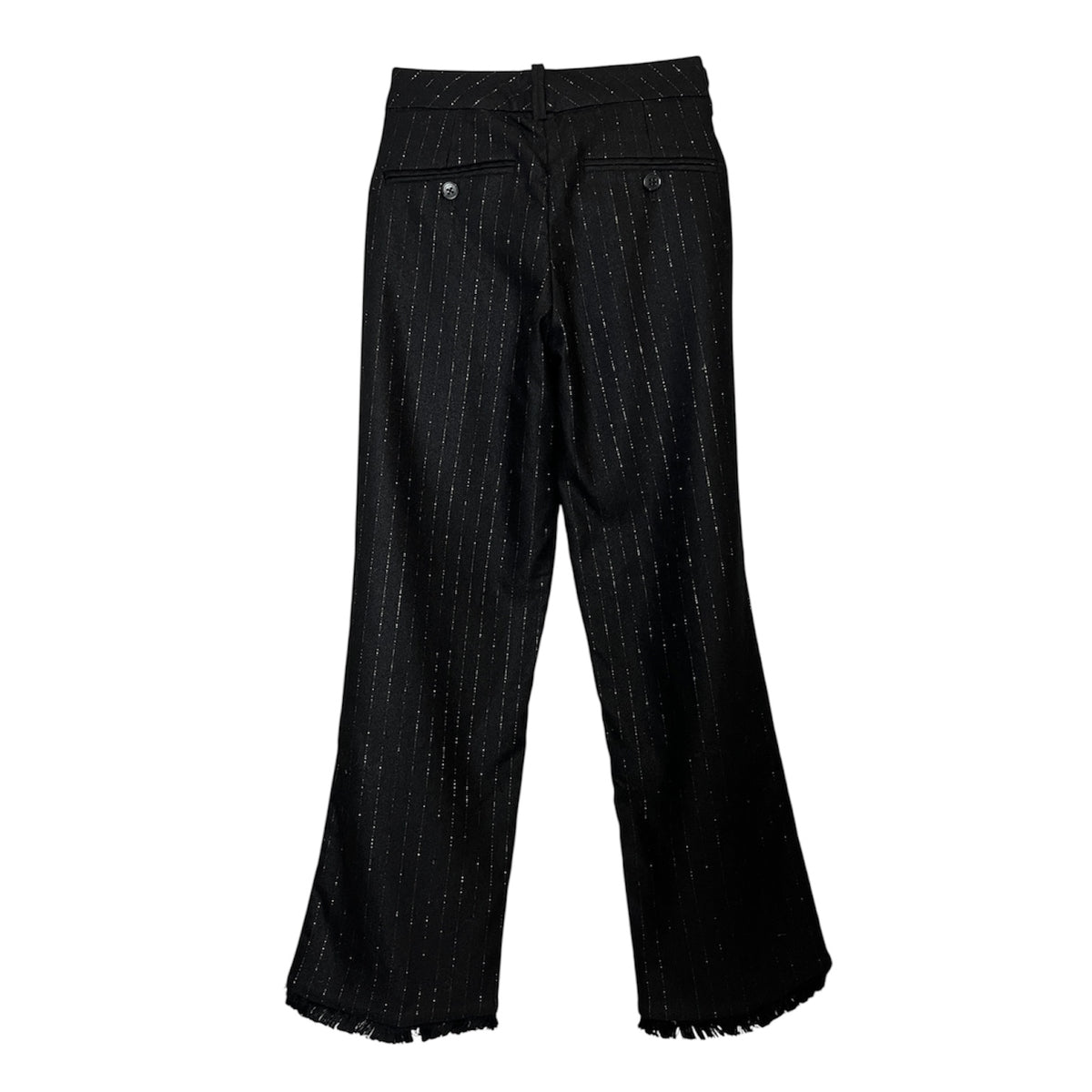 Zadig & Voltaire Wool Gold Metallic Thread Cropped Frill Trousers – FR 36 – pre-loved