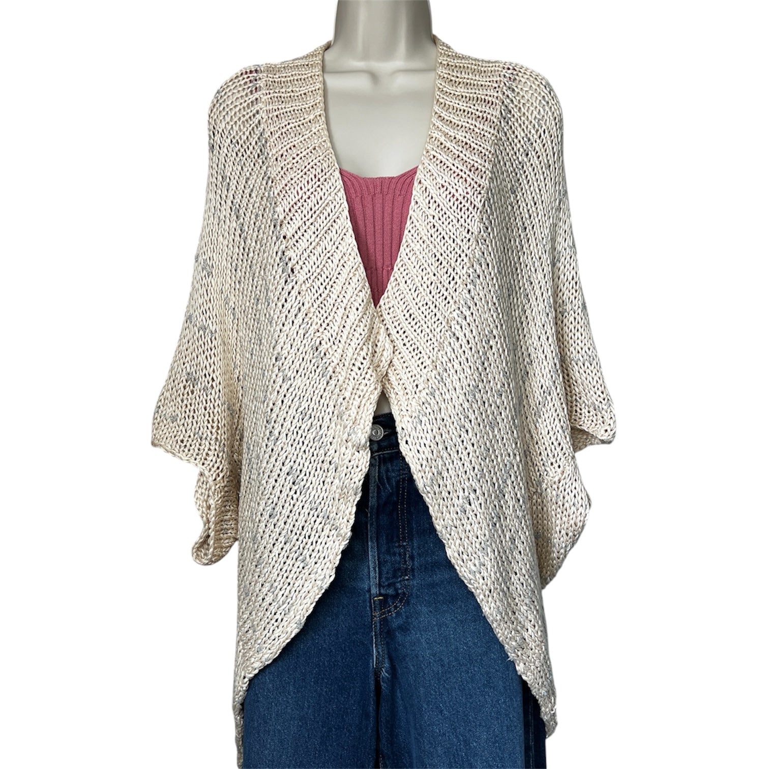 Theory Open Cotton Yarn Oversized Metallic Shrug Cardigan – L – pre-loved
