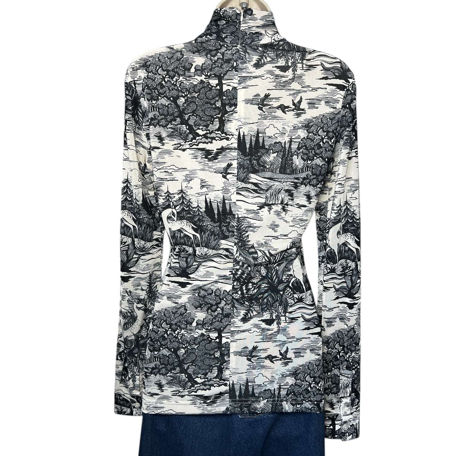 Victoria Beckham Forest Print Turtleneck Long-Sleeve Top – UK8