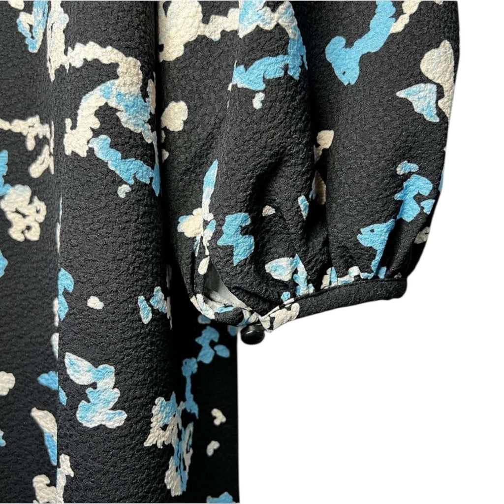 Stine Goya Wallpaper Print Mini Dress – V-Neck, Puff Sleeves, XS – pre-loved