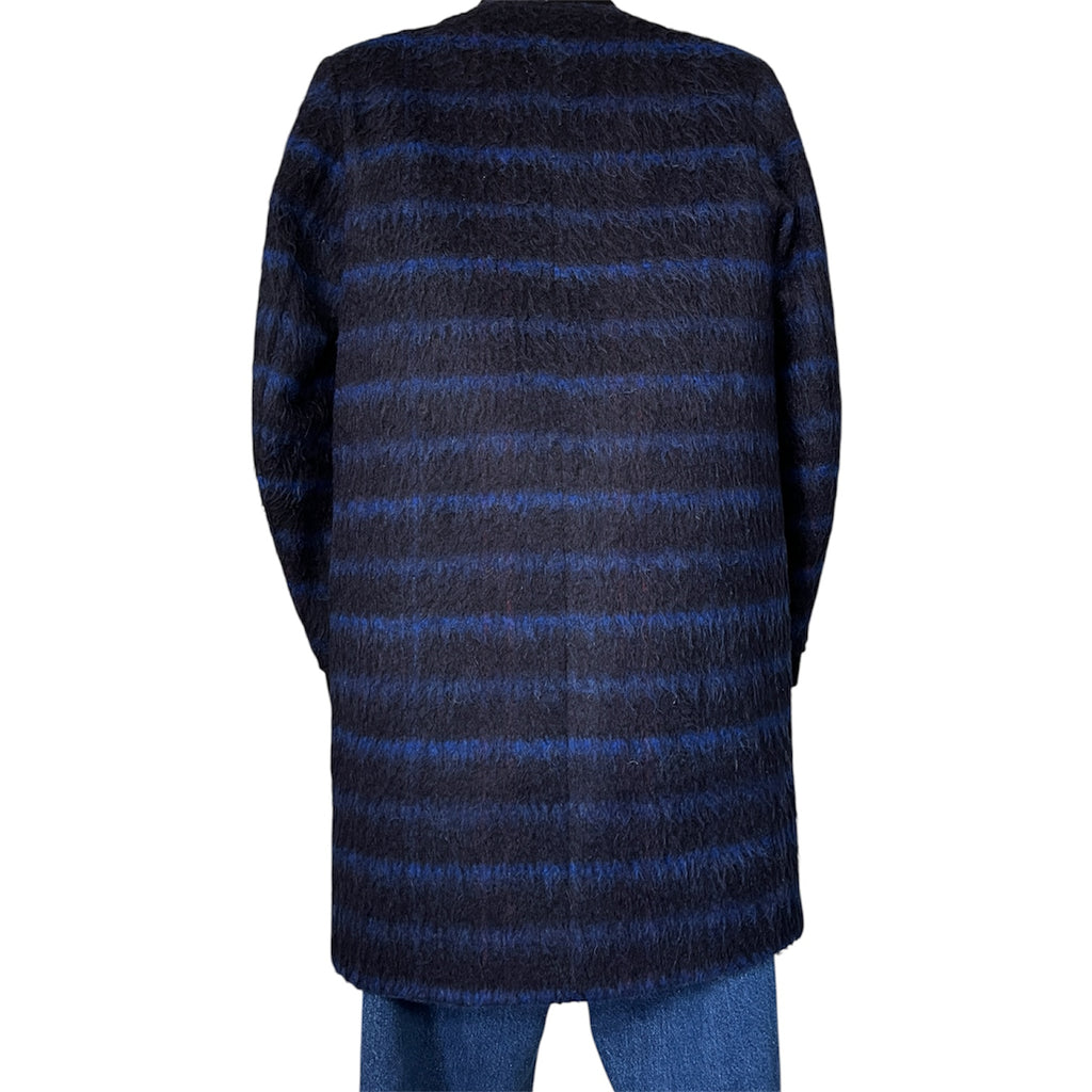 Kenzo Striped Wool Blend Collarless Pea Coat – FR36 – pre-loved