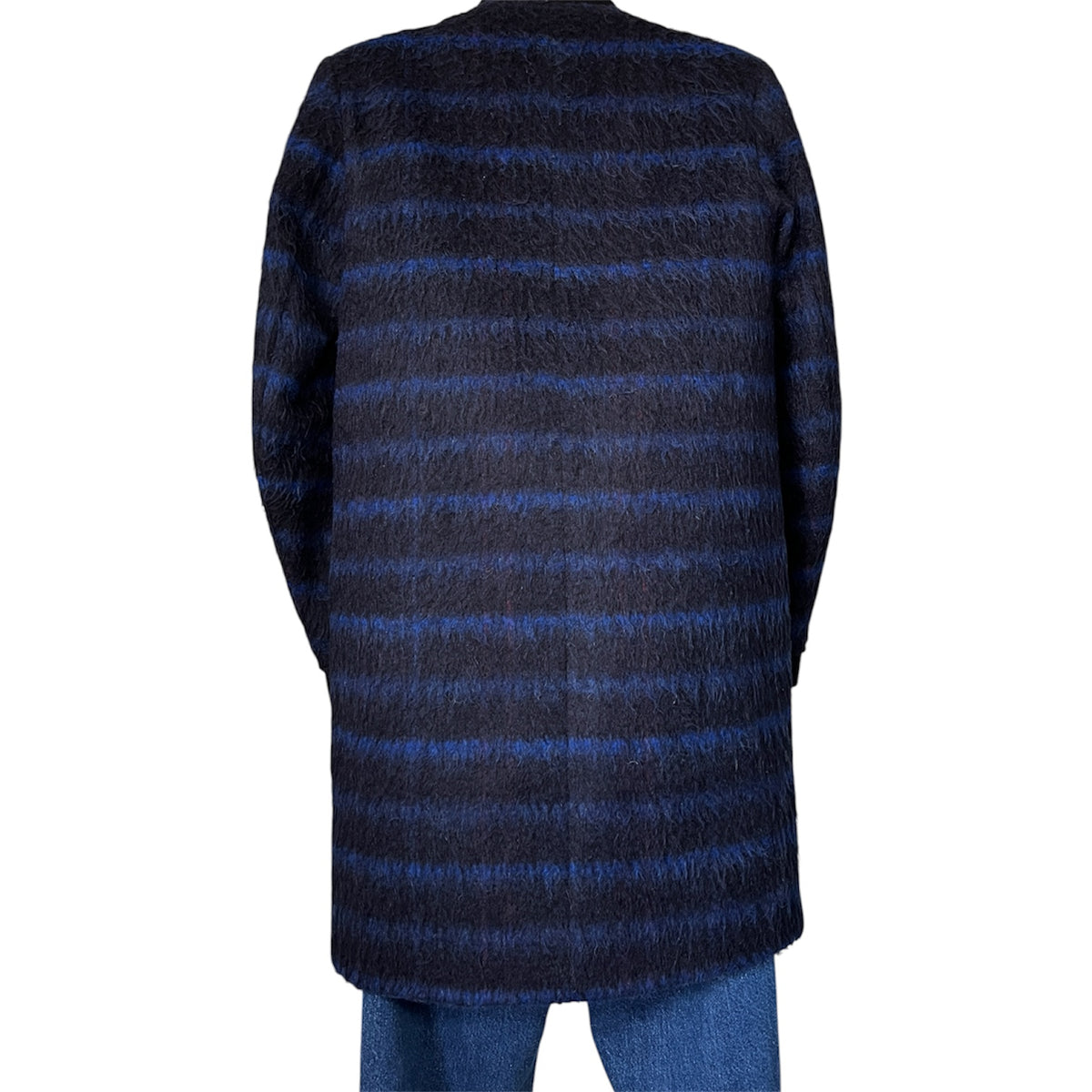 Kenzo Striped Wool Blend Collarless Pea Coat – FR36 – pre-loved