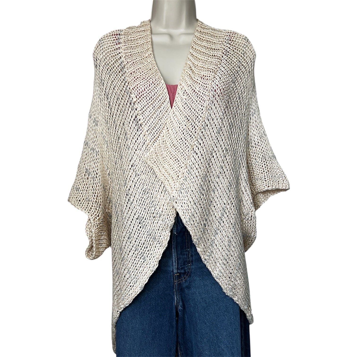Theory Open Cotton Yarn Oversized Metallic Shrug Cardigan – L – pre-loved