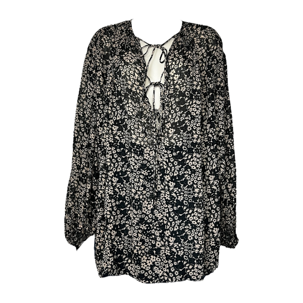 Isabel Marant Étoile Floral Split-Neck Tie Blouse – Oversized Shirt, FR36 (UK8)