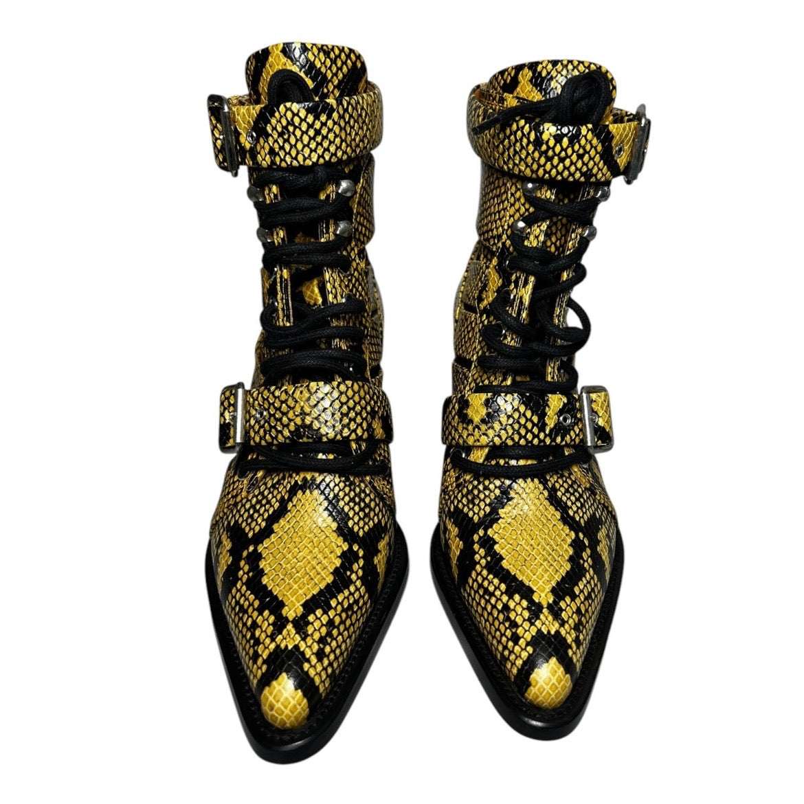 Chloé Rylee Cutout Snakeskin-Effect Leather Ankle Boots – EU 38.5