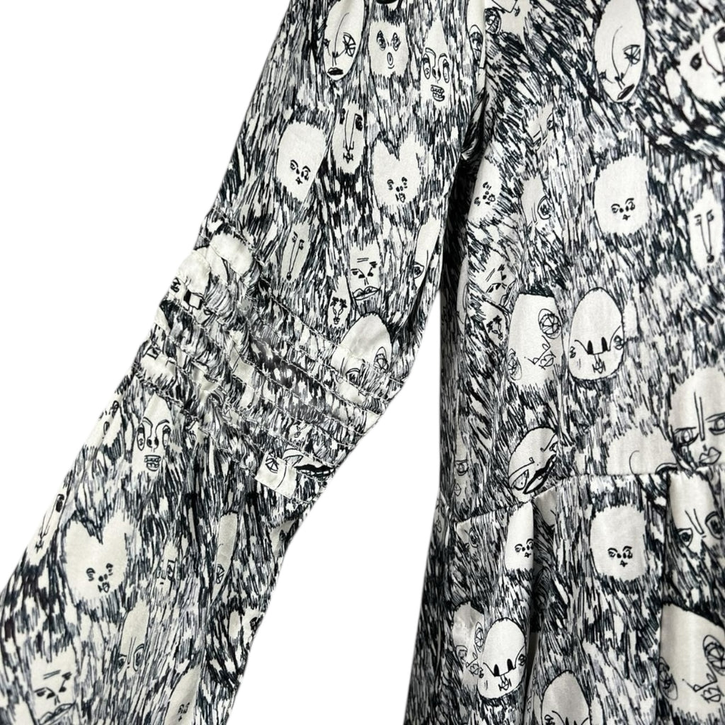 Shrimps Silk Pleated Face Print Dress – UK8 – pre-loved