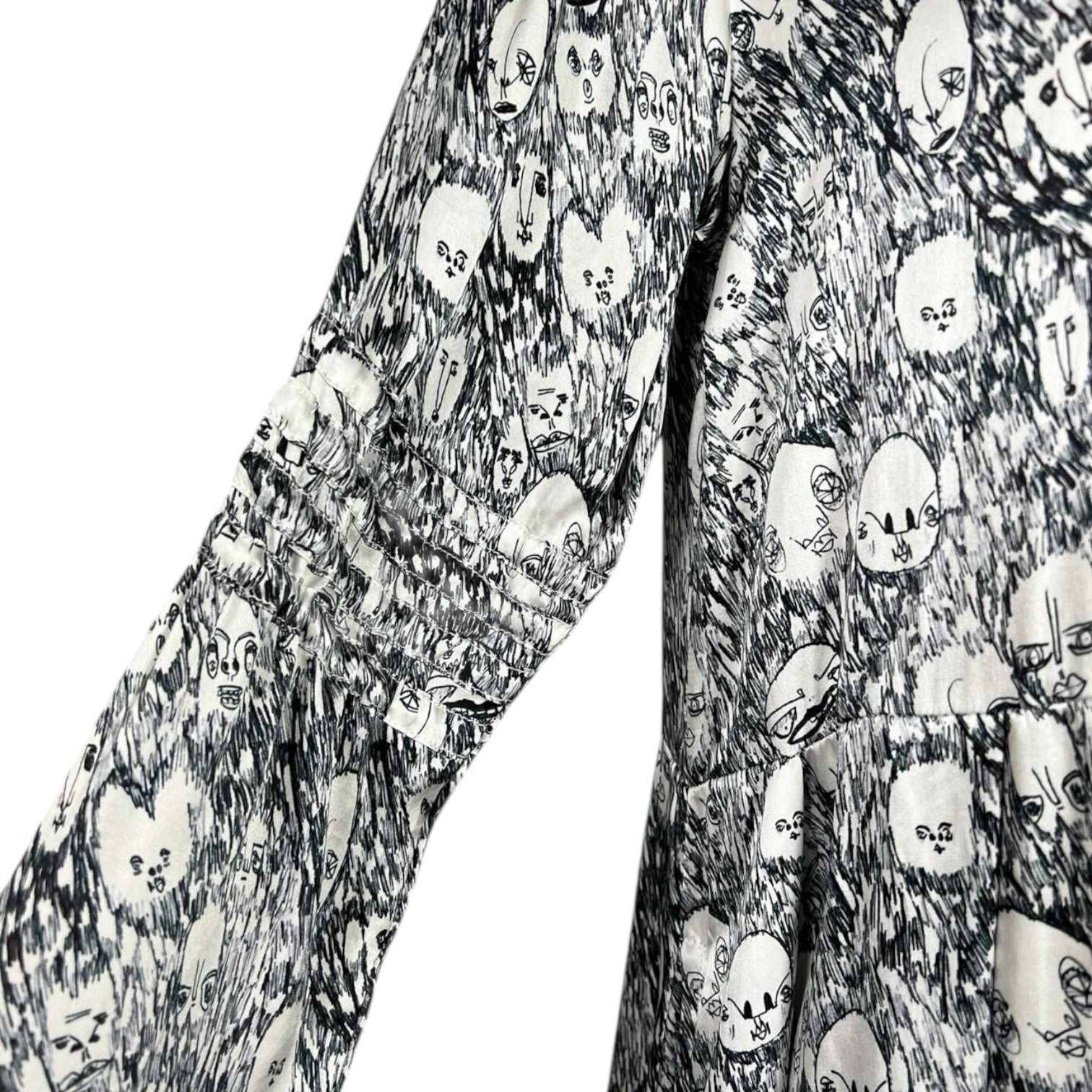 Shrimps Silk Pleated Face Print Dress – UK8 – pre-loved