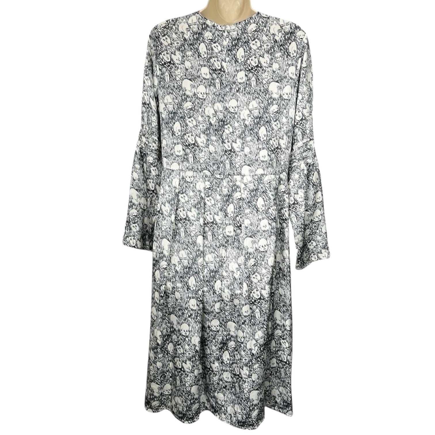 Shrimps Silk Pleated Face Print Dress – UK8 – pre-loved