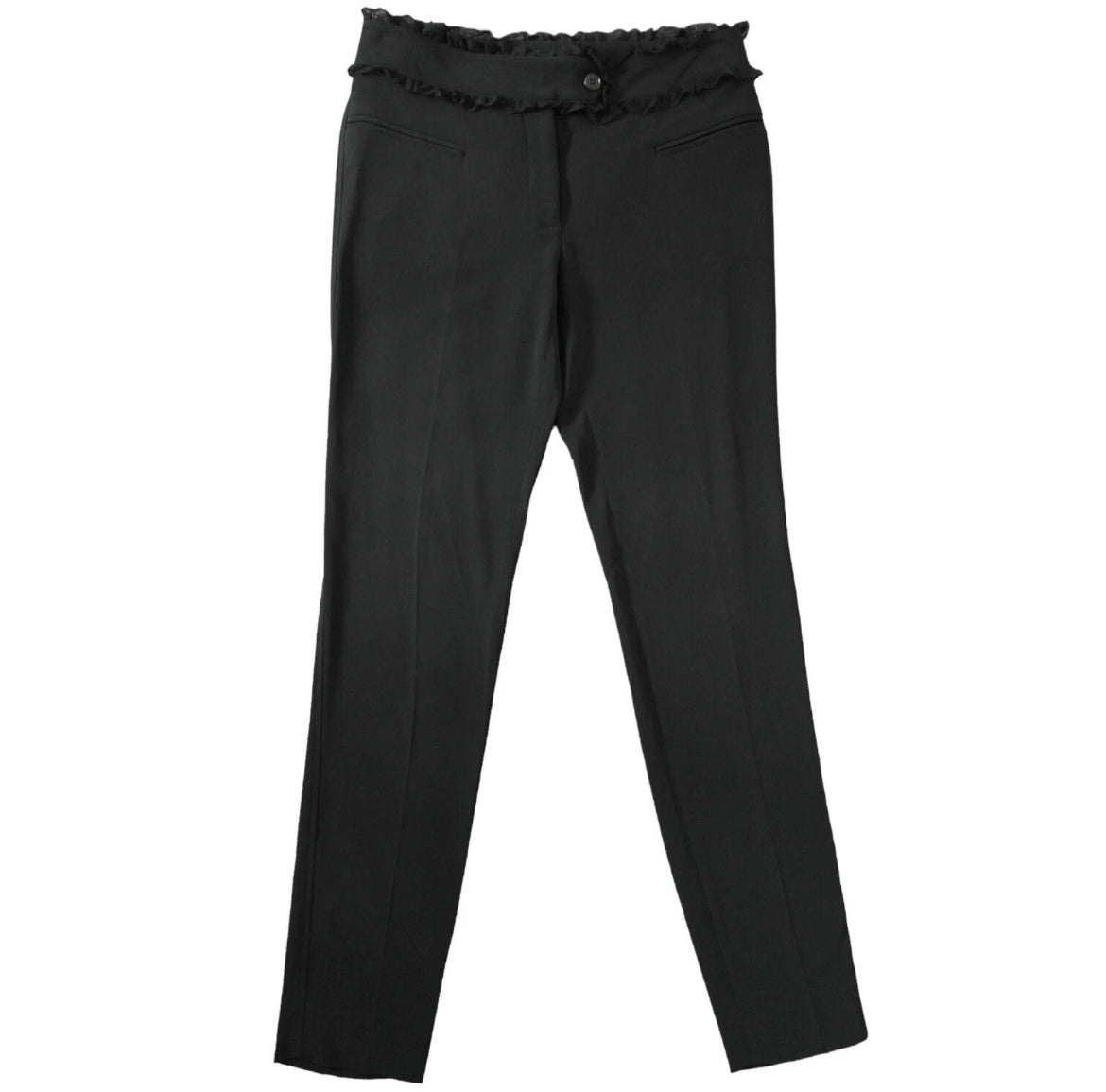 Dolce & Gabbana Black Ruffle Waist Trousers – Slim Fit, IT 42 – pre-loved