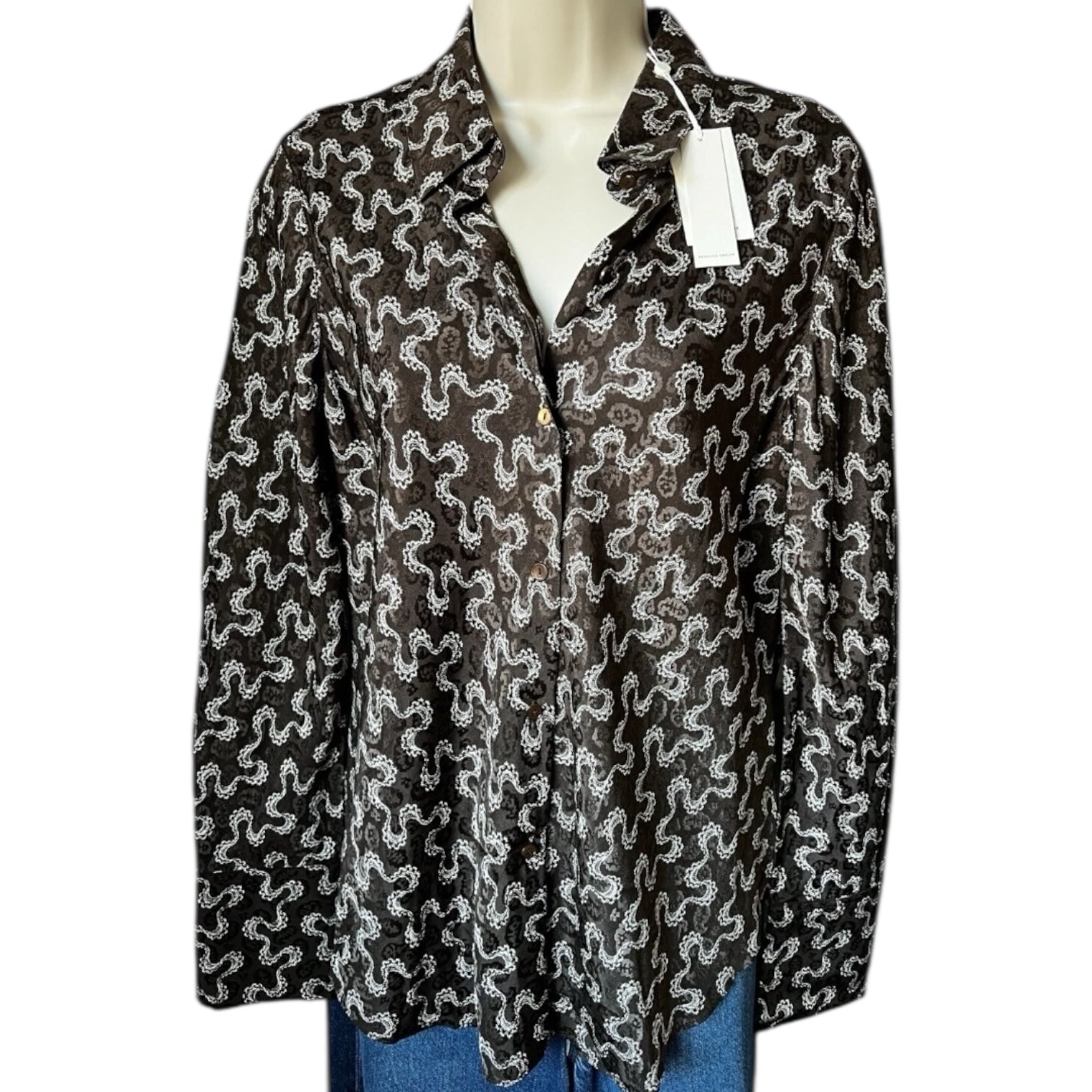 Rebecca Taylor Silk Jacquard Shirt – M