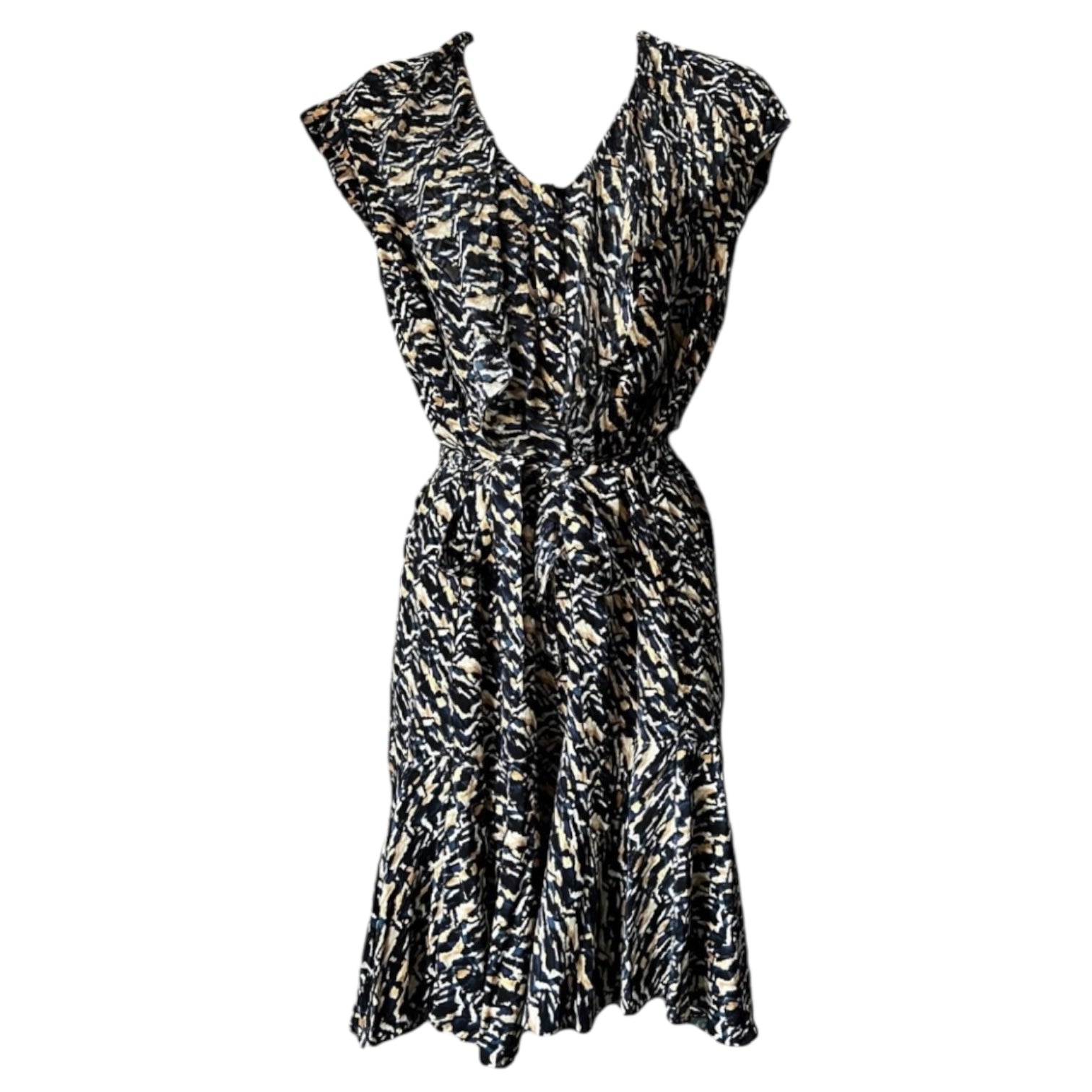 Saloni Silk Ruffle Button Mini Dress – UK8 – pre-loved