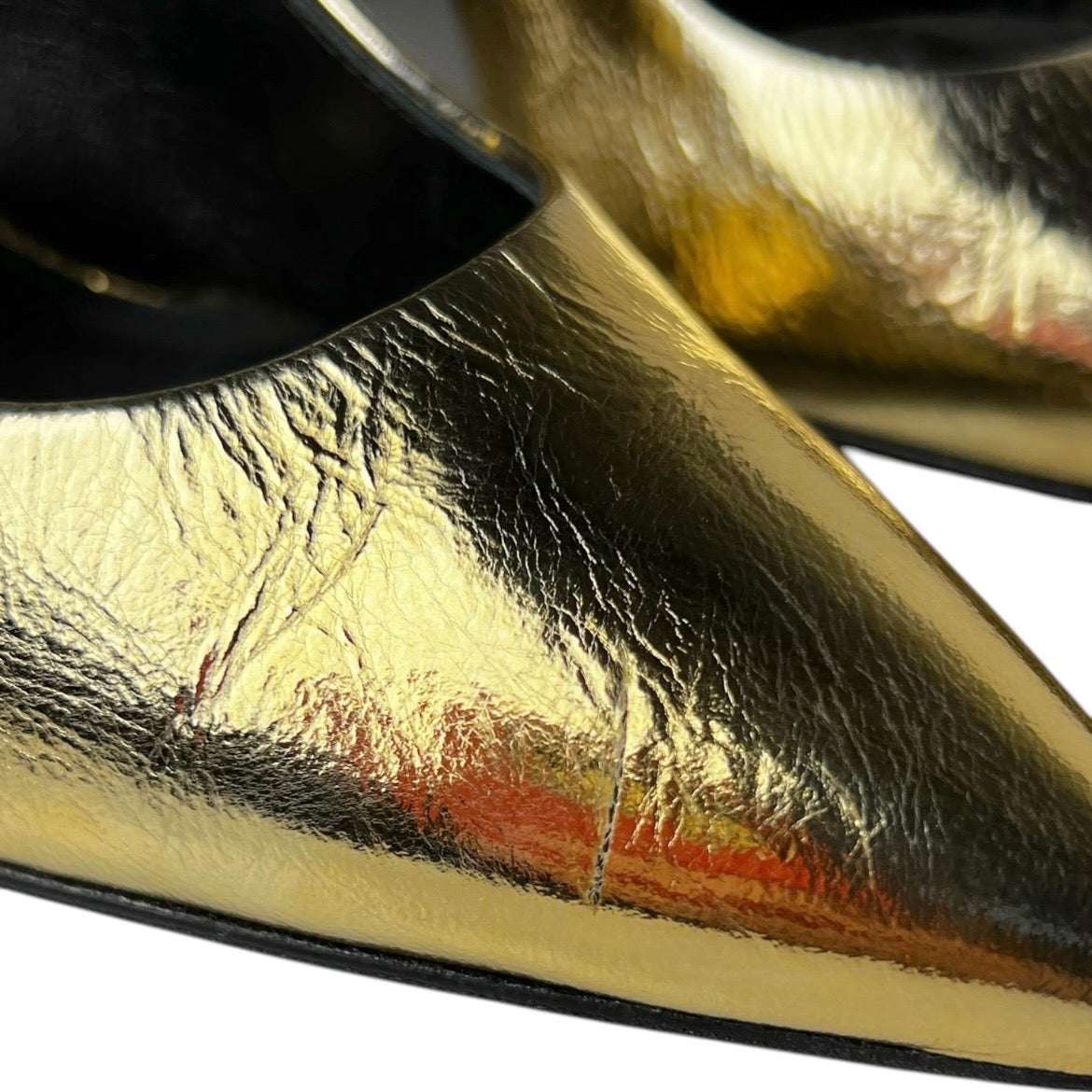 Casadei Gold Metallic Foil Leather Block Heel Pumps – EU 37
