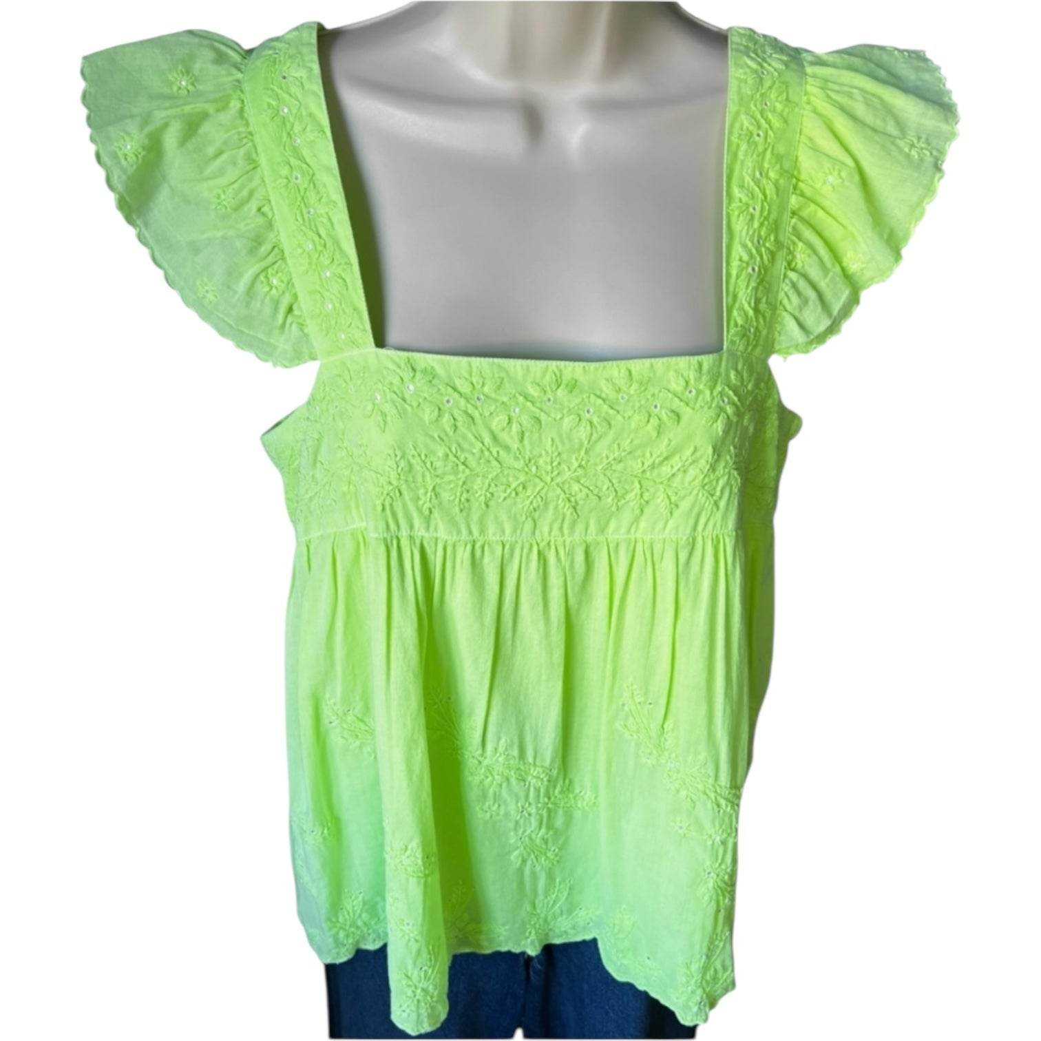 Juliet Dunn Neon Embroidered Babydoll Top – Size 1 (UK8) – pre-loved