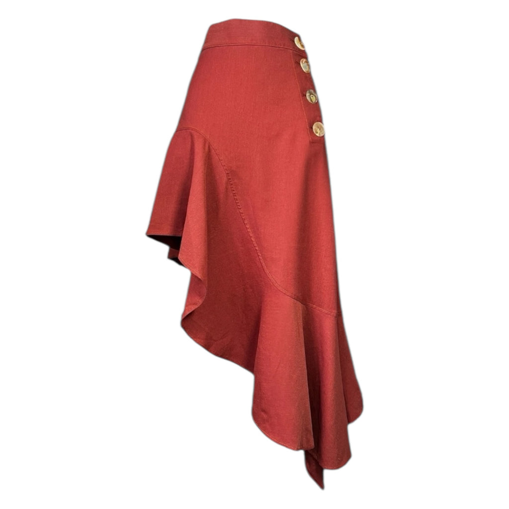 Rejina Pyo Linen Asymmetric Button Skirt – UK8