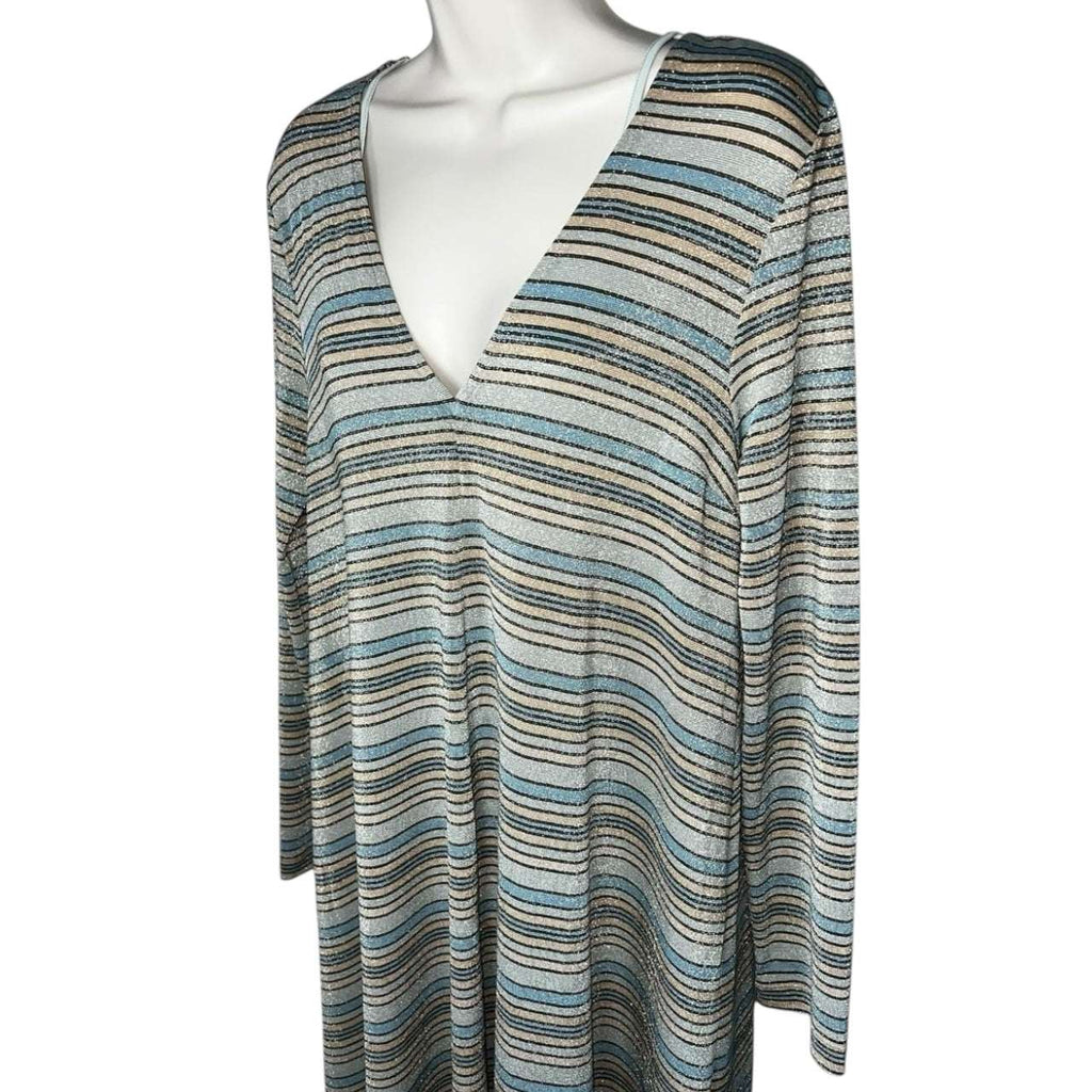 Stine Goya Metallic Stripe Relaxed Midi Dress – S – pre-loved