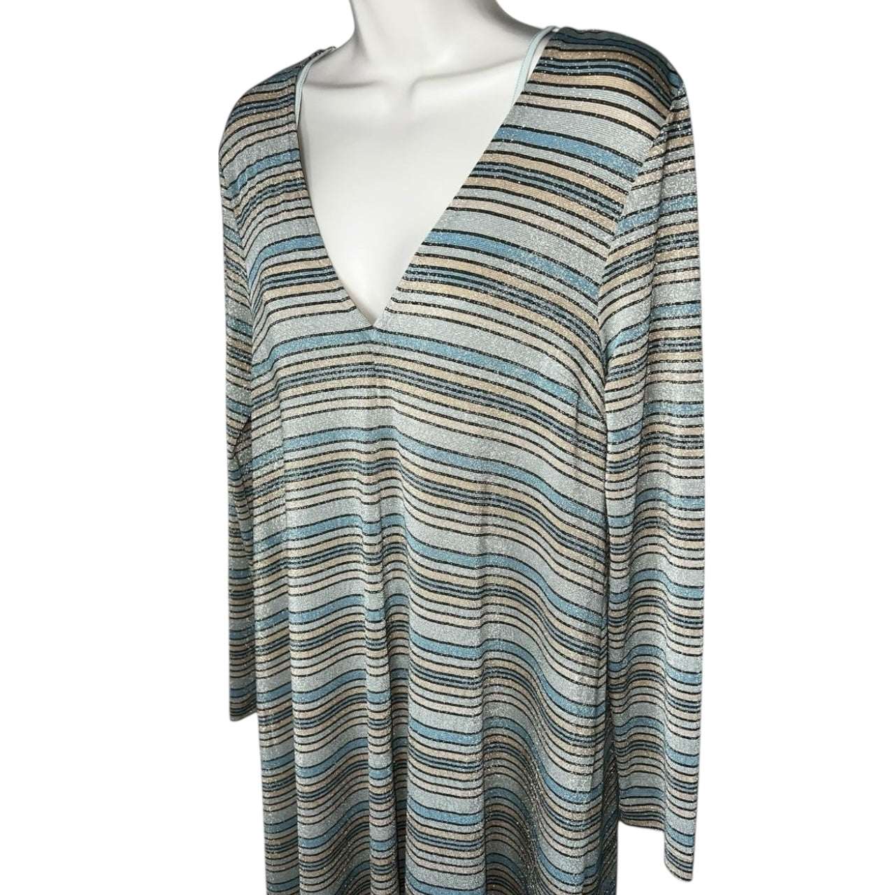 Stine Goya Metallic Stripe Relaxed Midi Dress – S – pre-loved