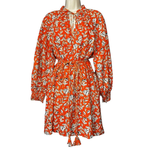 Alice + Olivia Floral Linen Long Sleeves Mini Dress – US6 (UK10) – pre-loved