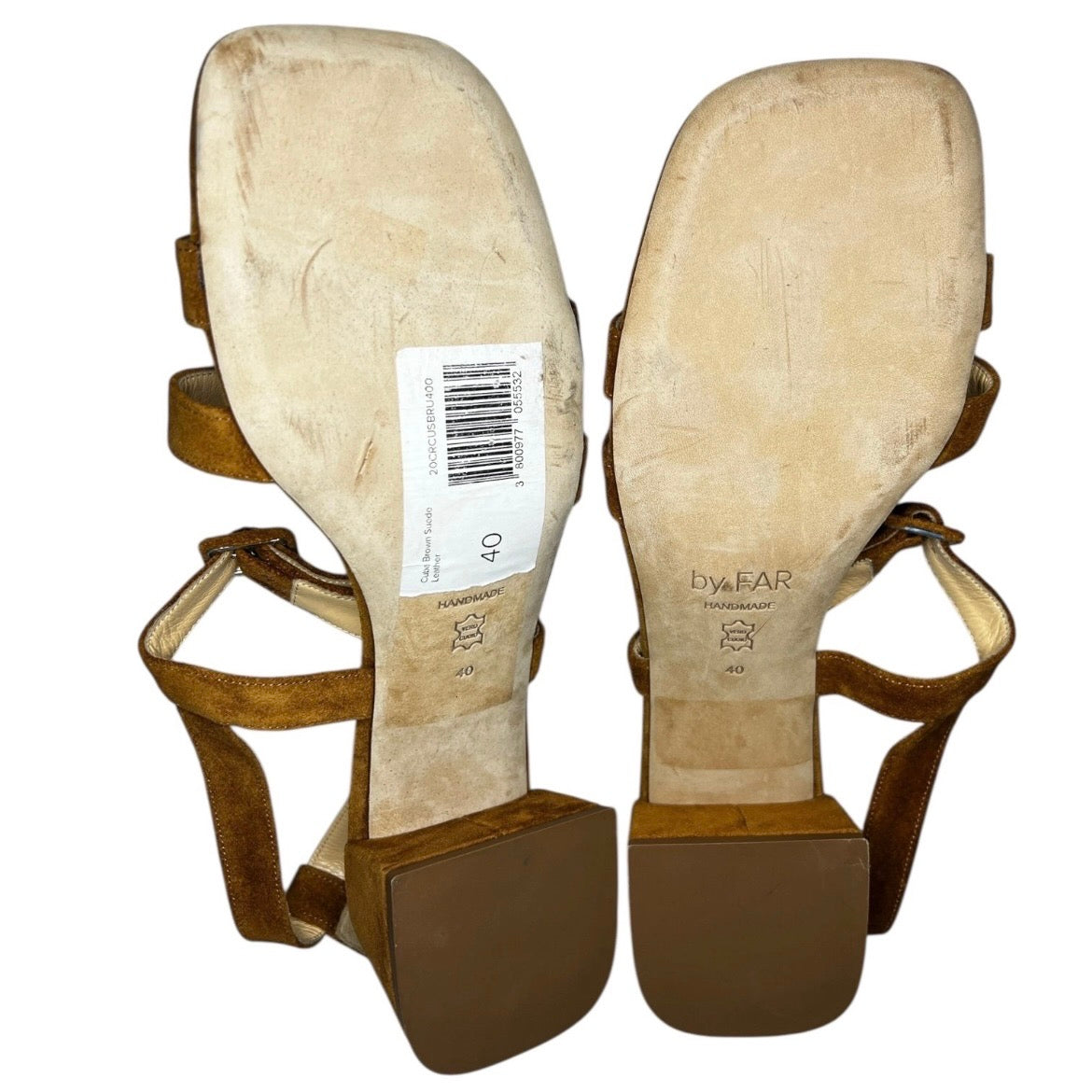 By Far Cuba Suede Block Heel Sandals – Brown, EU 40