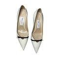 Jimmy Choo Rosalia Patent Leather Pointed Pumps – Latte with Pearl Detail, EU 40
