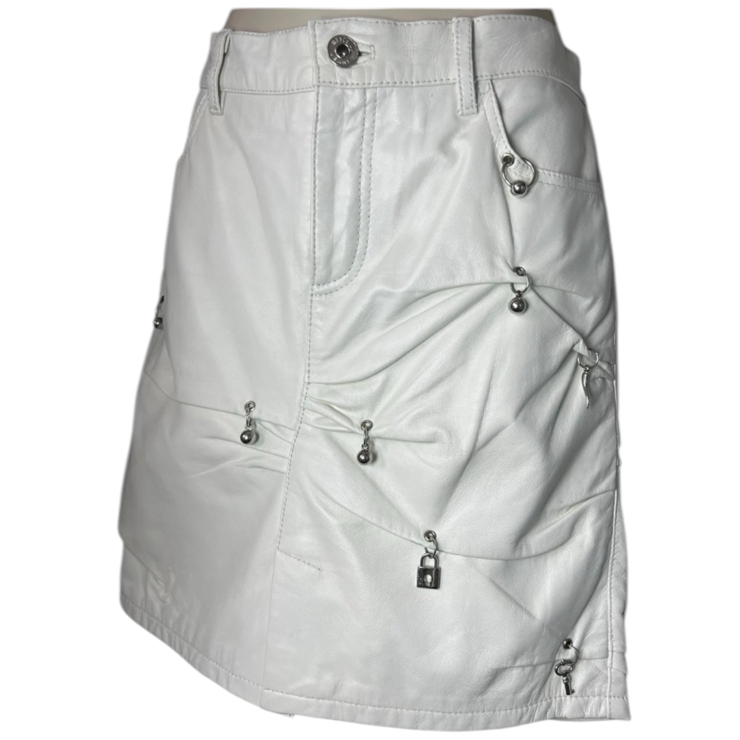 Vintage Moschino Leather Piercing Mini Skirt – UK10 – pre-loved