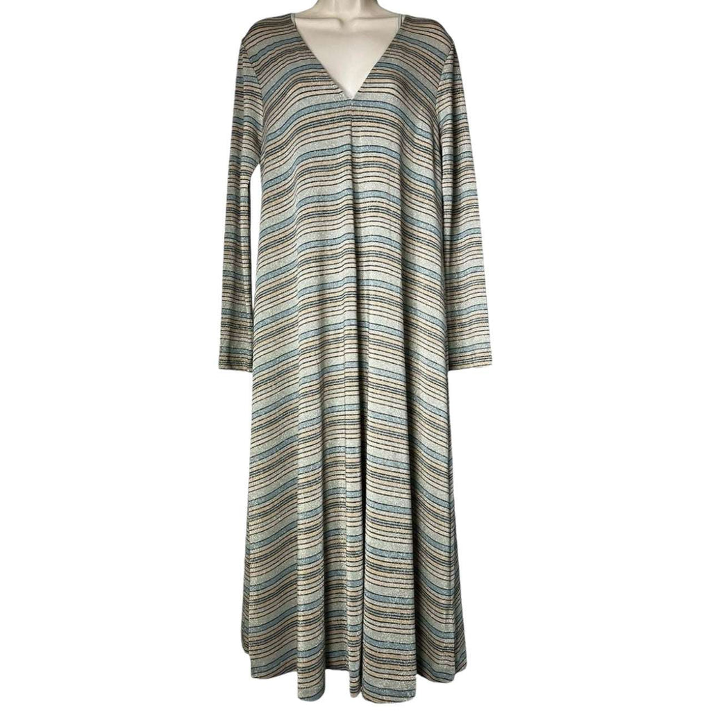 Stine Goya Metallic Stripe Relaxed Midi Dress – S – pre-loved