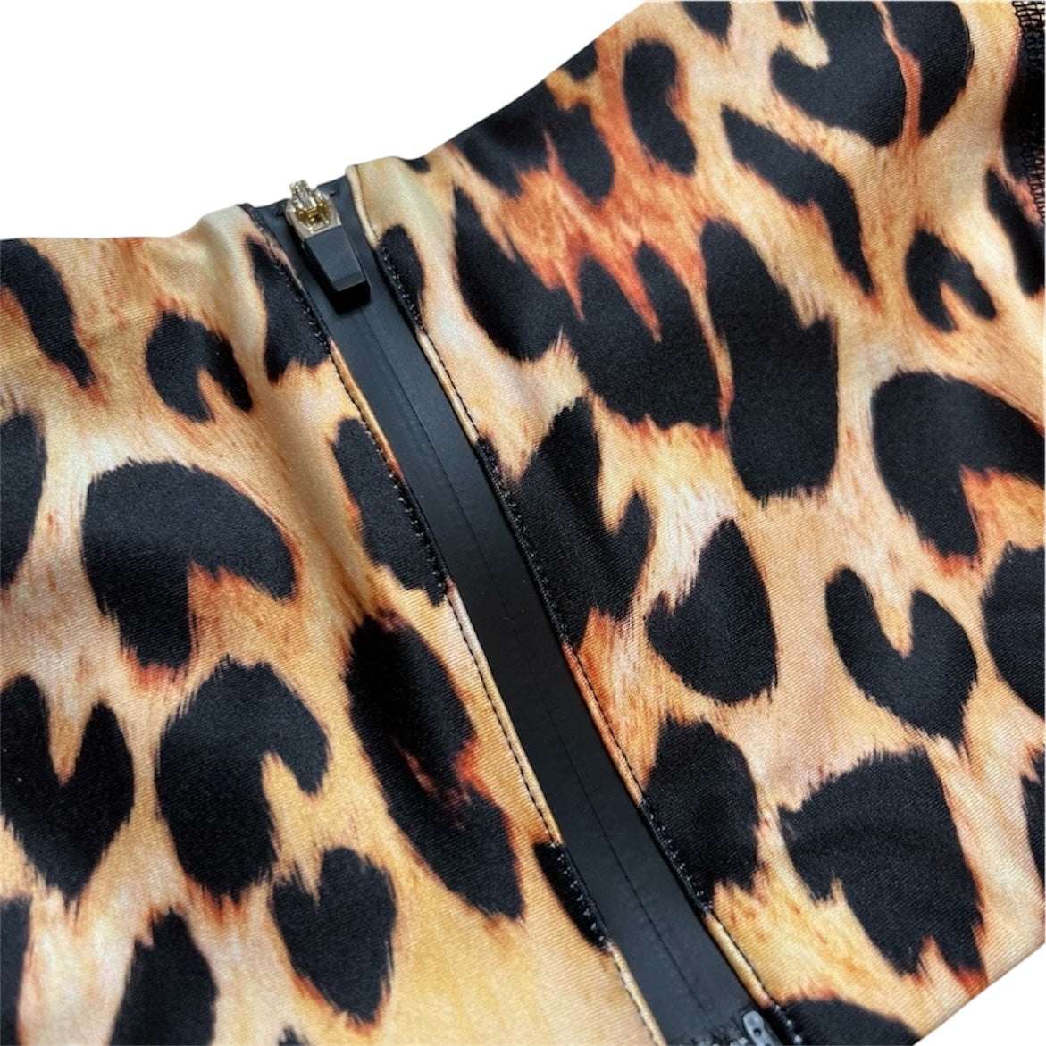 P.E Nation Leopard Zip Sports Bra Top – Size M