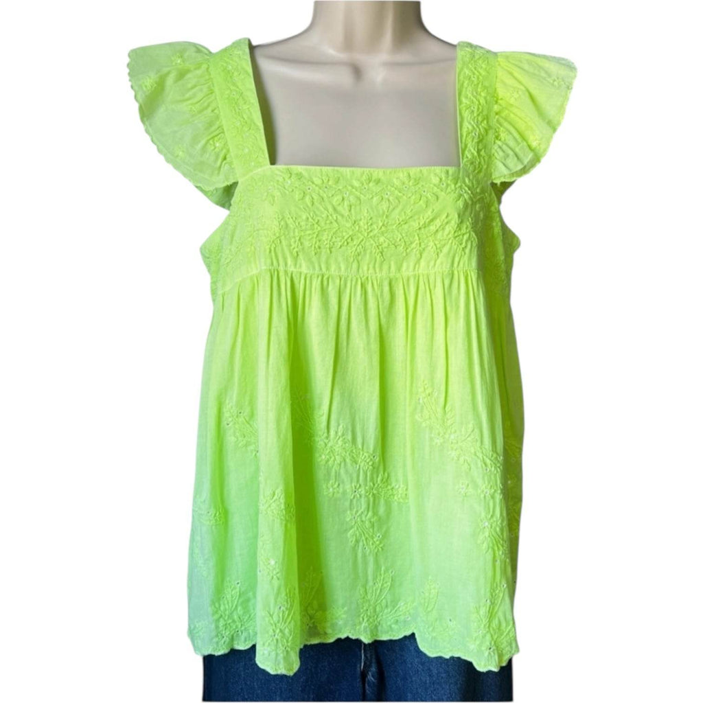 Juliet Dunn Neon Embroidered Babydoll Top – Size 1 (UK8) – pre-loved