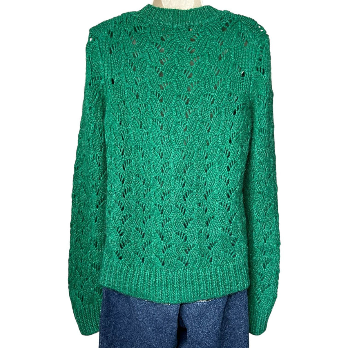 Maje Mohair Wool Pointelle Knit Jumper – Green, Size 2 (UK10) – pre-loved