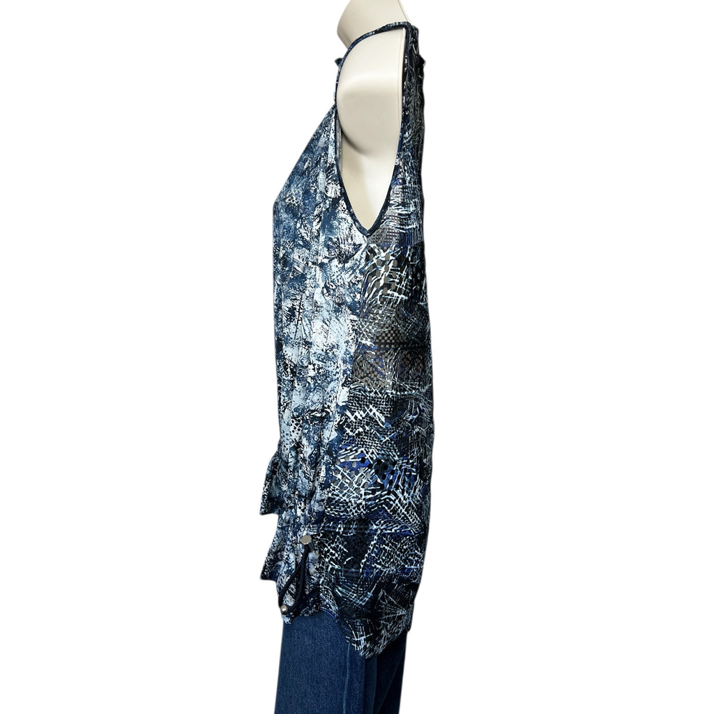 HIGH by Claire Campbell Tech Tie-Dye Mesh Cut-Out Sleeveless Drawstring Top – UK12 – pre-loved