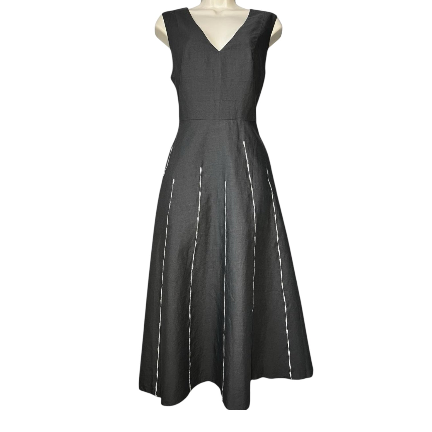 Bottega Veneta Linen Embroidered Midi Dress – Circle Skirt, IT42 (UK10)