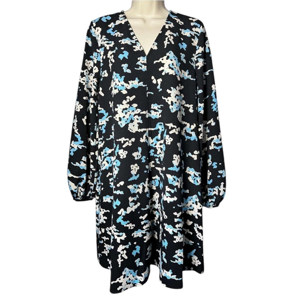 Stine Goya Wallpaper Print Mini Dress – V-Neck, Puff Sleeves, XS – pre-loved