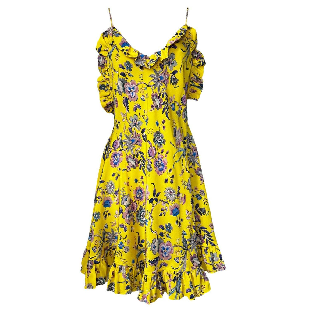 Les Rêveries Floral Silk Ruffle Mini Dress – Liberty Fabric, US2 (UK6) – pre-loved
