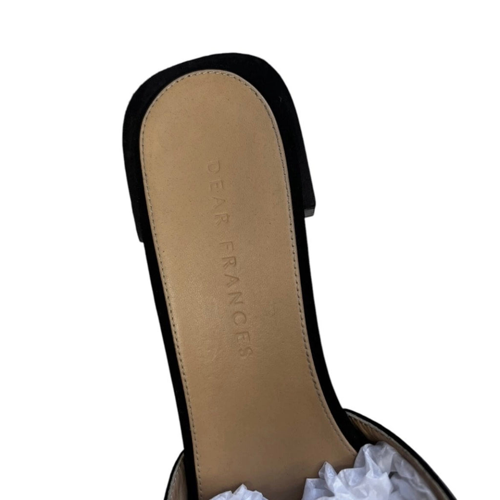 Dear Frances Minimalist Black Suede Block Heel Bridge Mules – EU 37