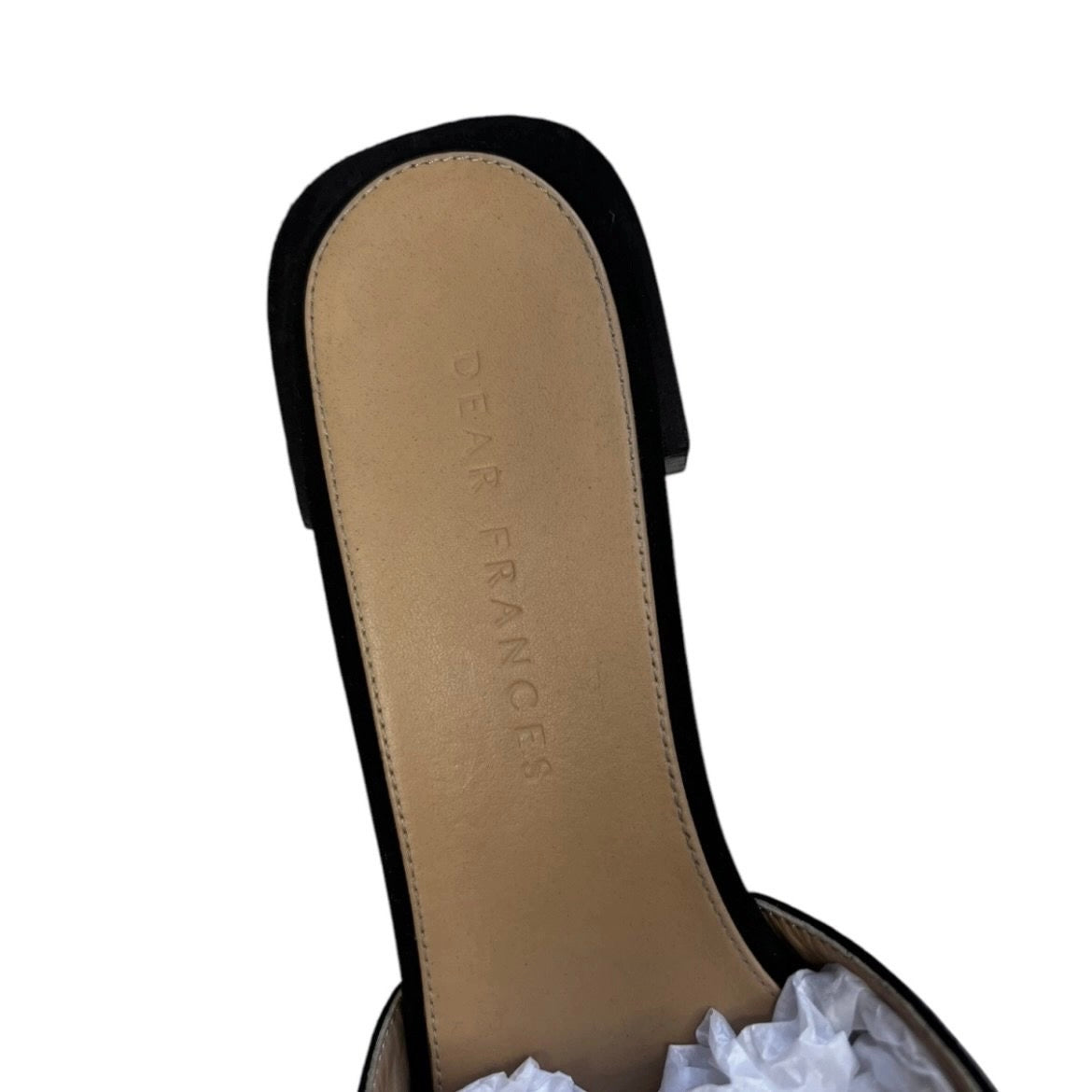 Dear Frances Minimalist Black Suede Block Heel Bridge Mules – EU 37
