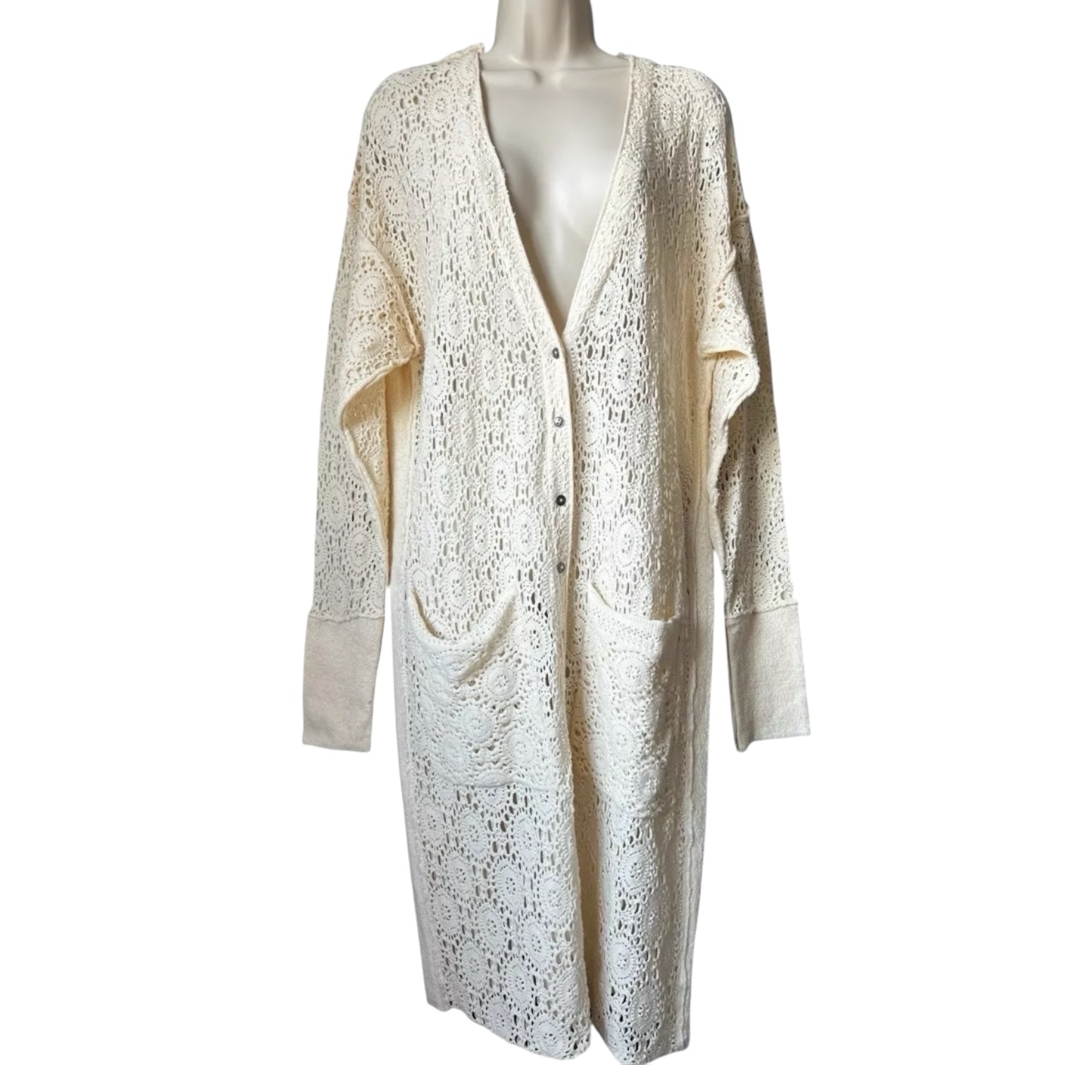 Free People Crochet Lace Duster Cardigan - S – pre-loved