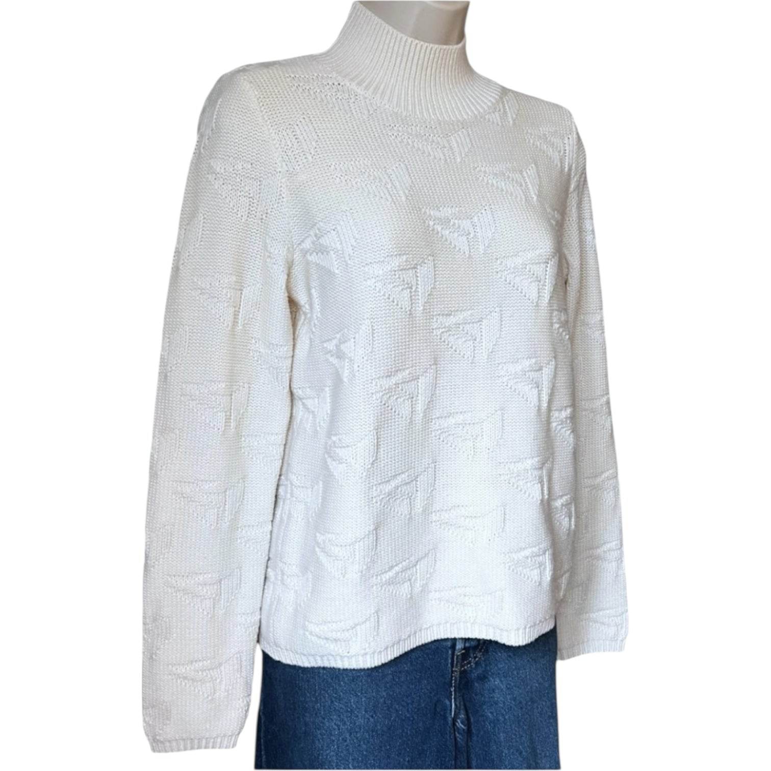 Jil Sander High Neck Wool Knit Jumper – Boat Motif, S – pre-loved