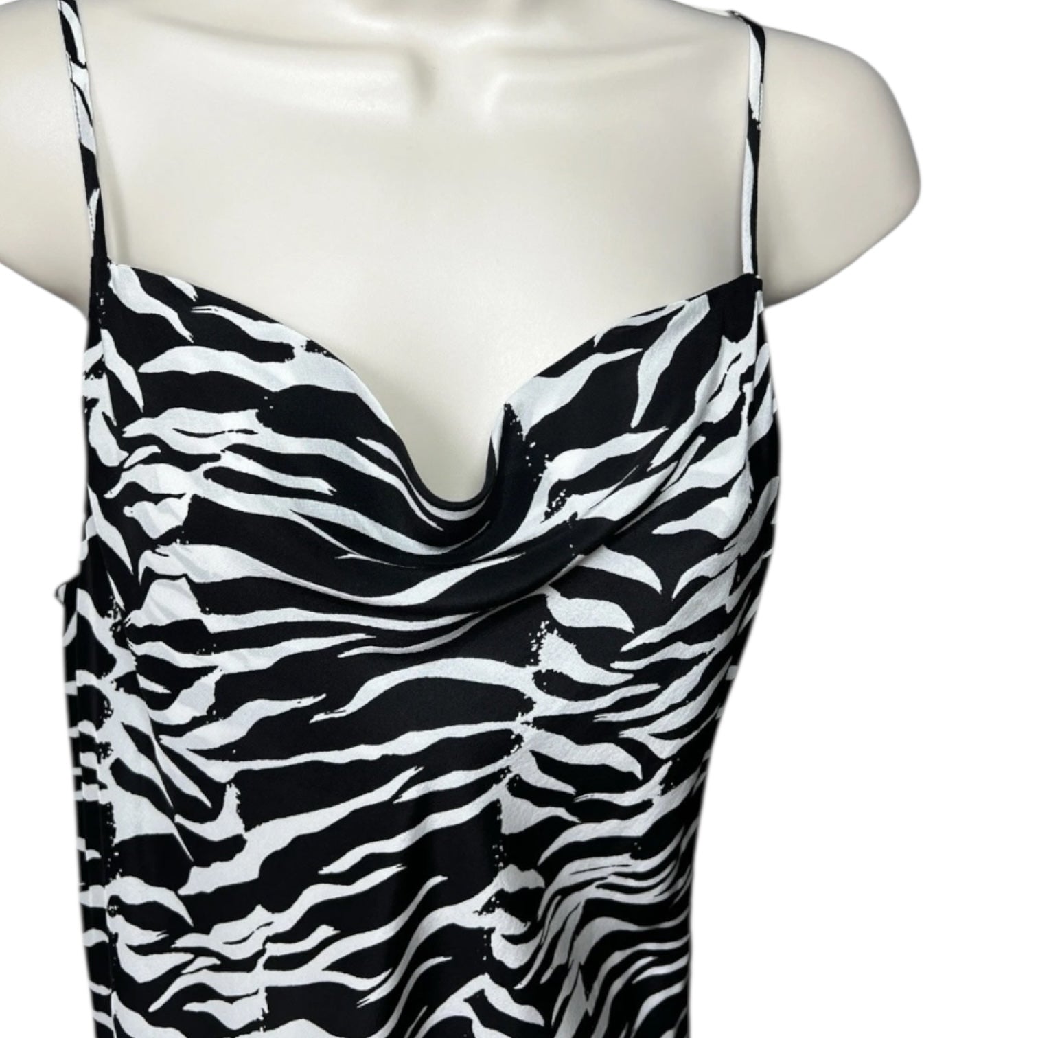 Rixo Zebra Print Silk Cowl Neck Slip Mini Dress - S – pre-loved