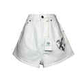 Alberta Ferretti Denim High-Rise Heart Embroidered Mini Shorts – UK8 – pre-loved